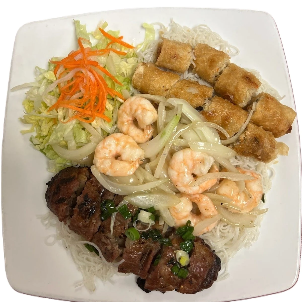 Best Rice vermicelli,spring roll skewer pork and shrimp in Regina, SK